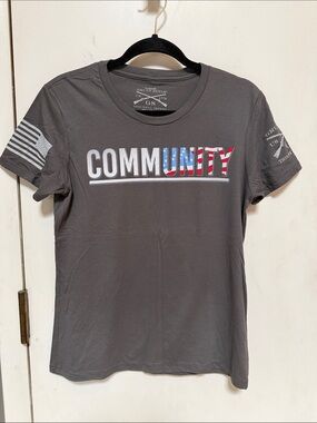 Unisex Grunt Style Charcoal Tee with White Print